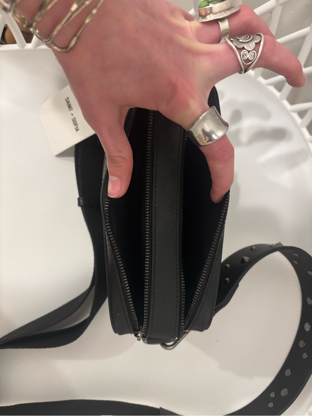 Saint + Sofia Black Women's Belt Bag with Wide Adjustable Strap - Picture 3 of 3
